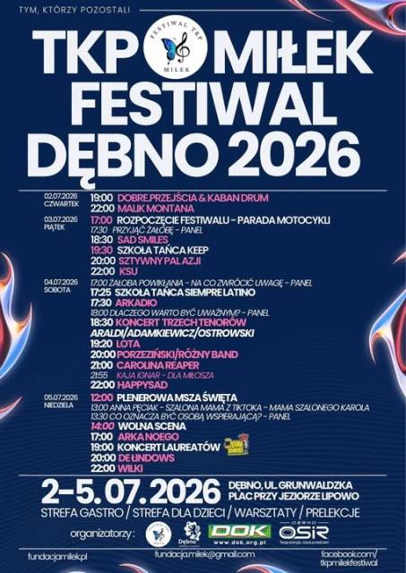 Już jutro rozpoczyna się TKP Miłek Festiwal Dębno 2026!